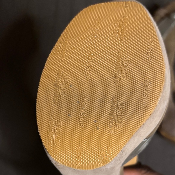 L.A.M.B. Gray Suede Peep-Toe Platform Heels - Picture 7 of 7